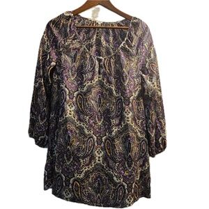 J.CREW Blouse Womens XS Multicolor Scoop Neck Silk Tunic Lightweight Paisley